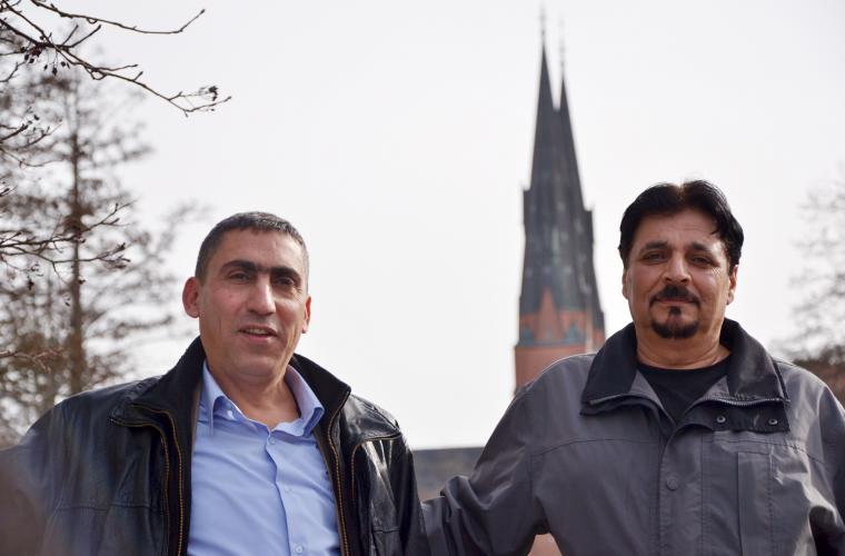 Fayez Karimeh och Mohamed Alwadi i Uppsala vill starta en ekoby för syriska flyktingar.